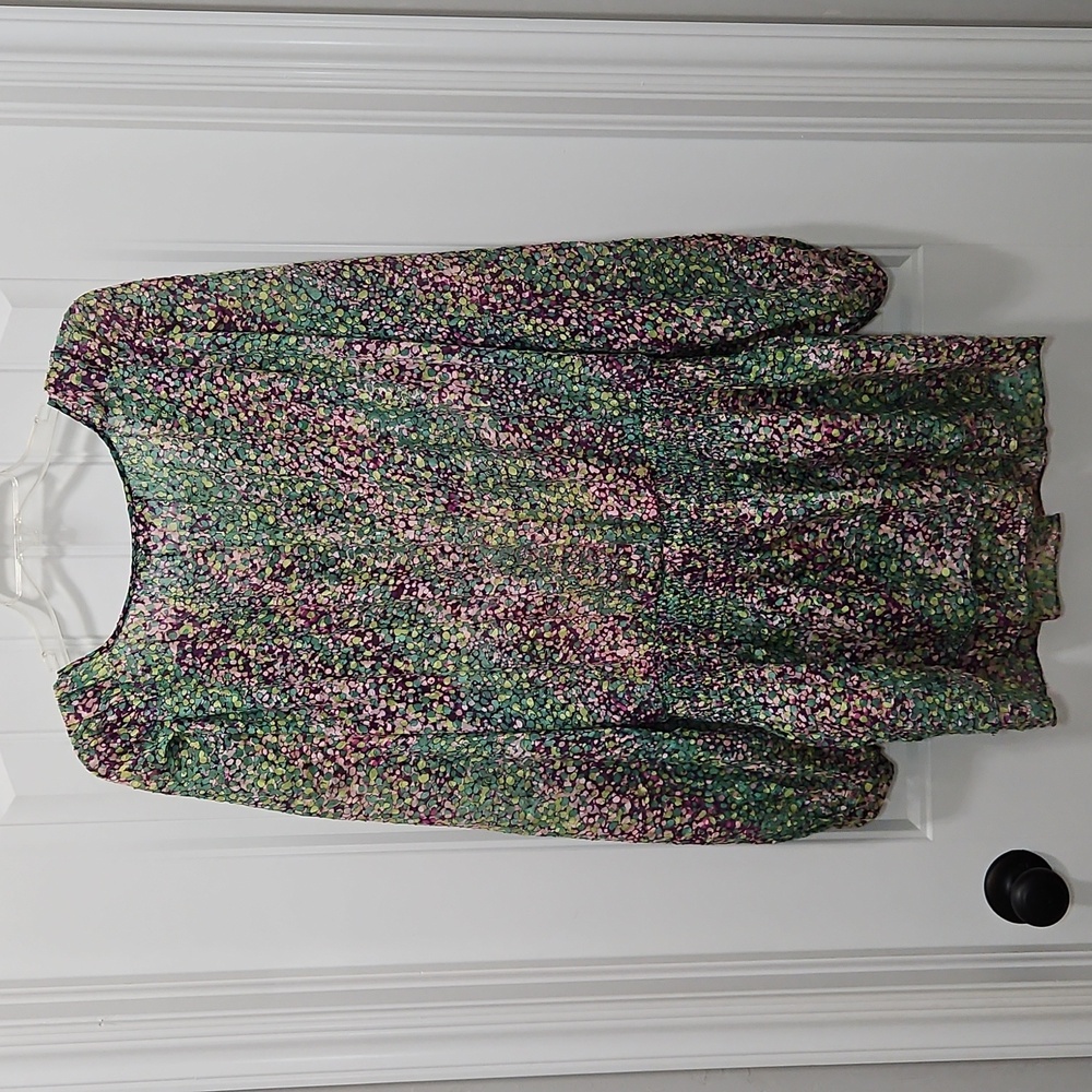 BCBGMaxAzria 100% Silk Long Split Sleeve Tunic Top - Picture 9 of 16